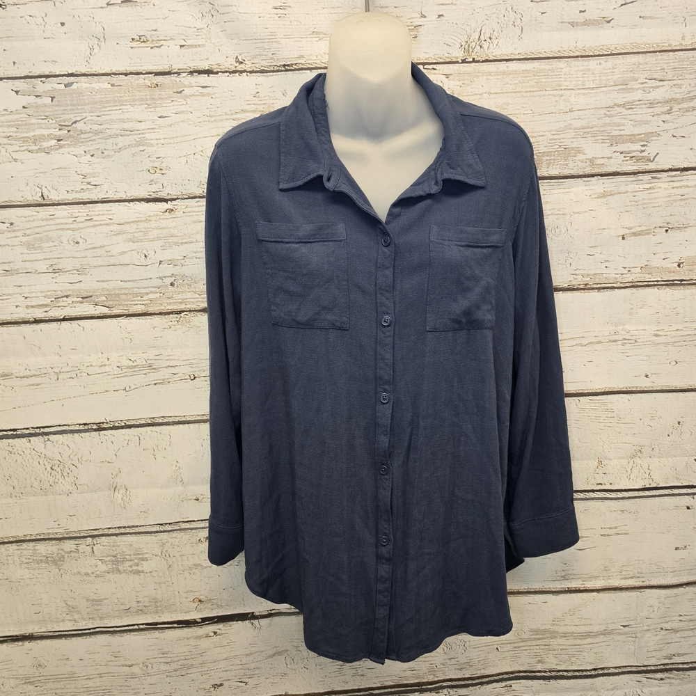 CALIA by Carrie Underwood Navy Button-Down Shirt Coverup Size Small